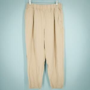 Eileen Fisher Size Medium M Tan Pull On Tapered Leg Ankle Tencel Linen Pants
